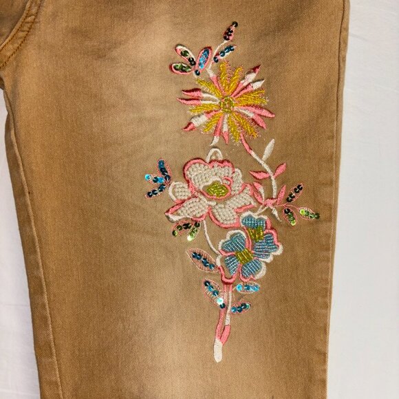 CJ Jeans Tan Bootcut Embroidered Floral Jeans - Size 7 - Picture 6 of 10